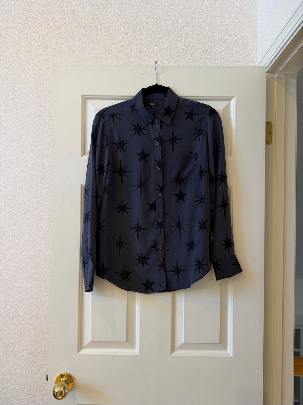 Rails Navy Star Print Button-Up Blouse